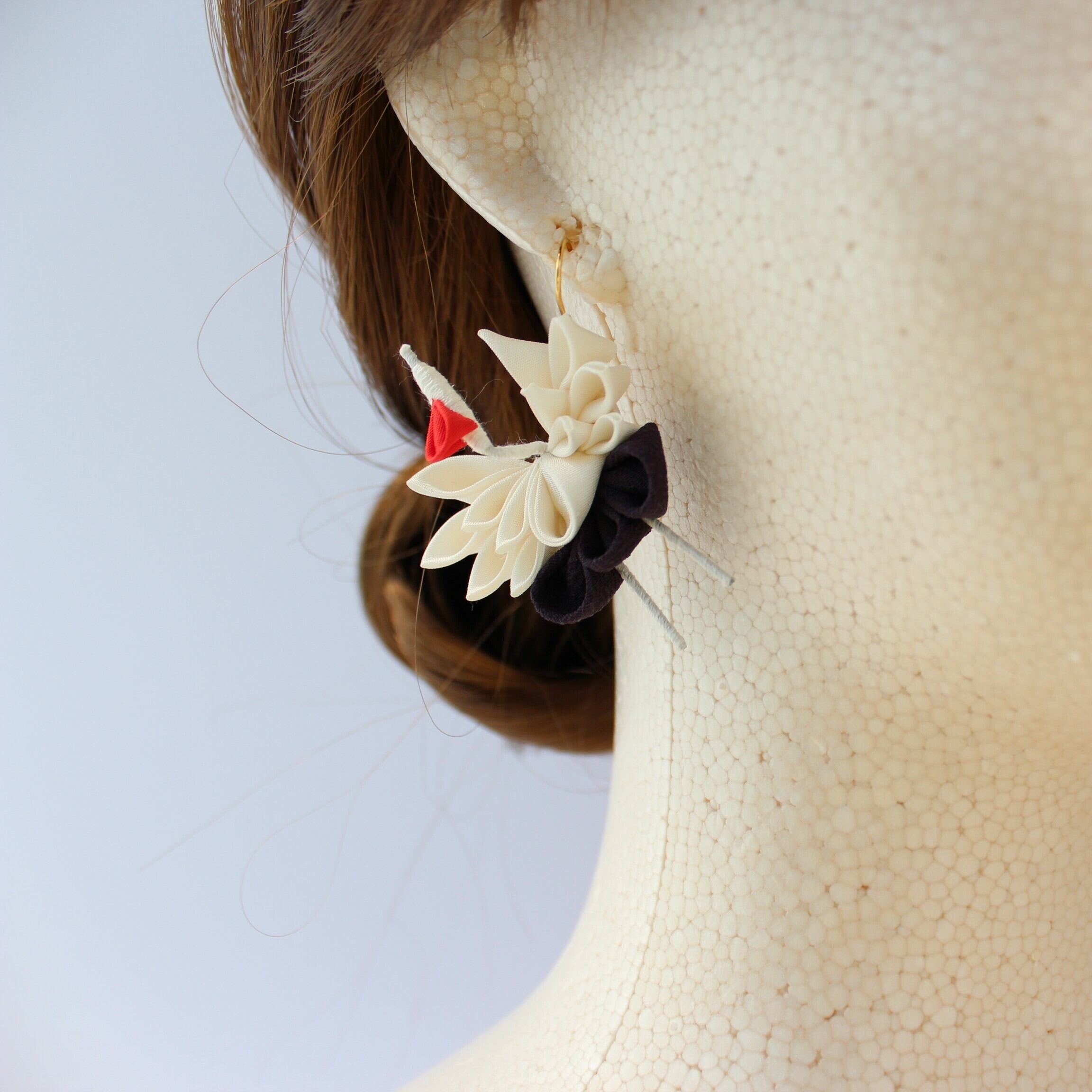 再販受付中 つまみ細工ピアスorイヤリング 指輪セット ピアス つまみ