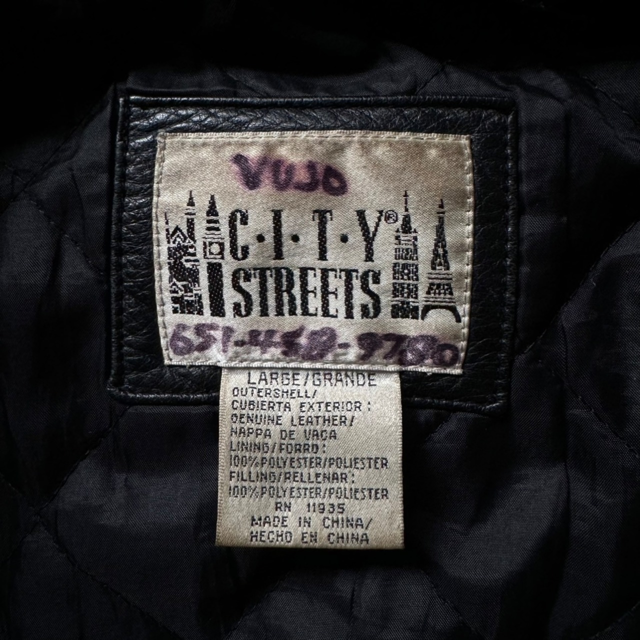 90s City Streets stand neck design leather jacket | Muri vintage
