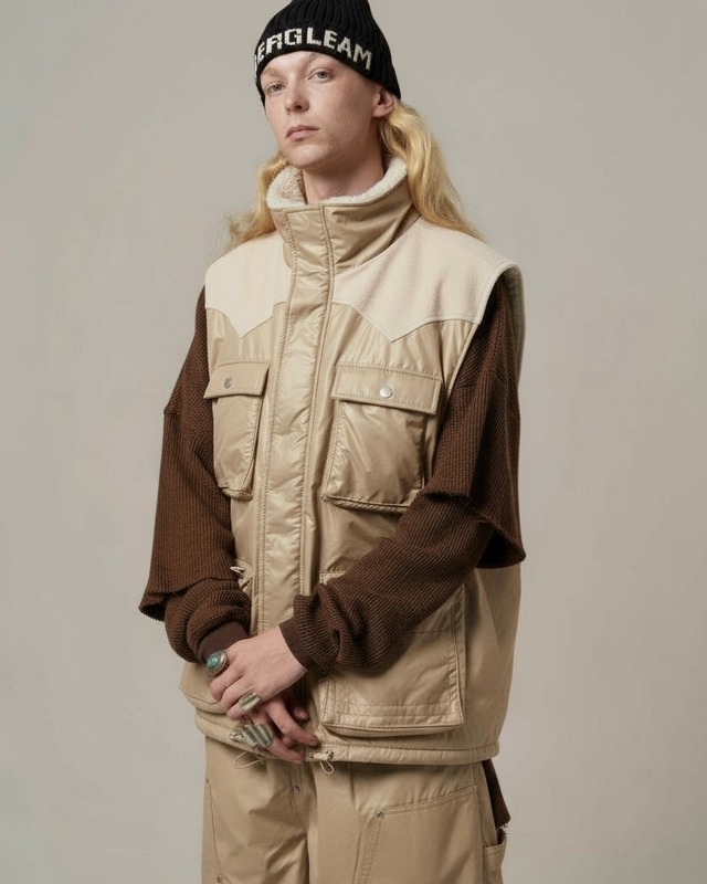 ラスト1点 | Glossy Hybrid Vest / Nude Beige