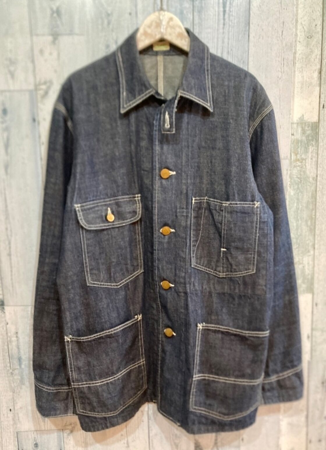 Lee リー ロングL チンストラップ デニムカバーオール 濃紺 40インチ 