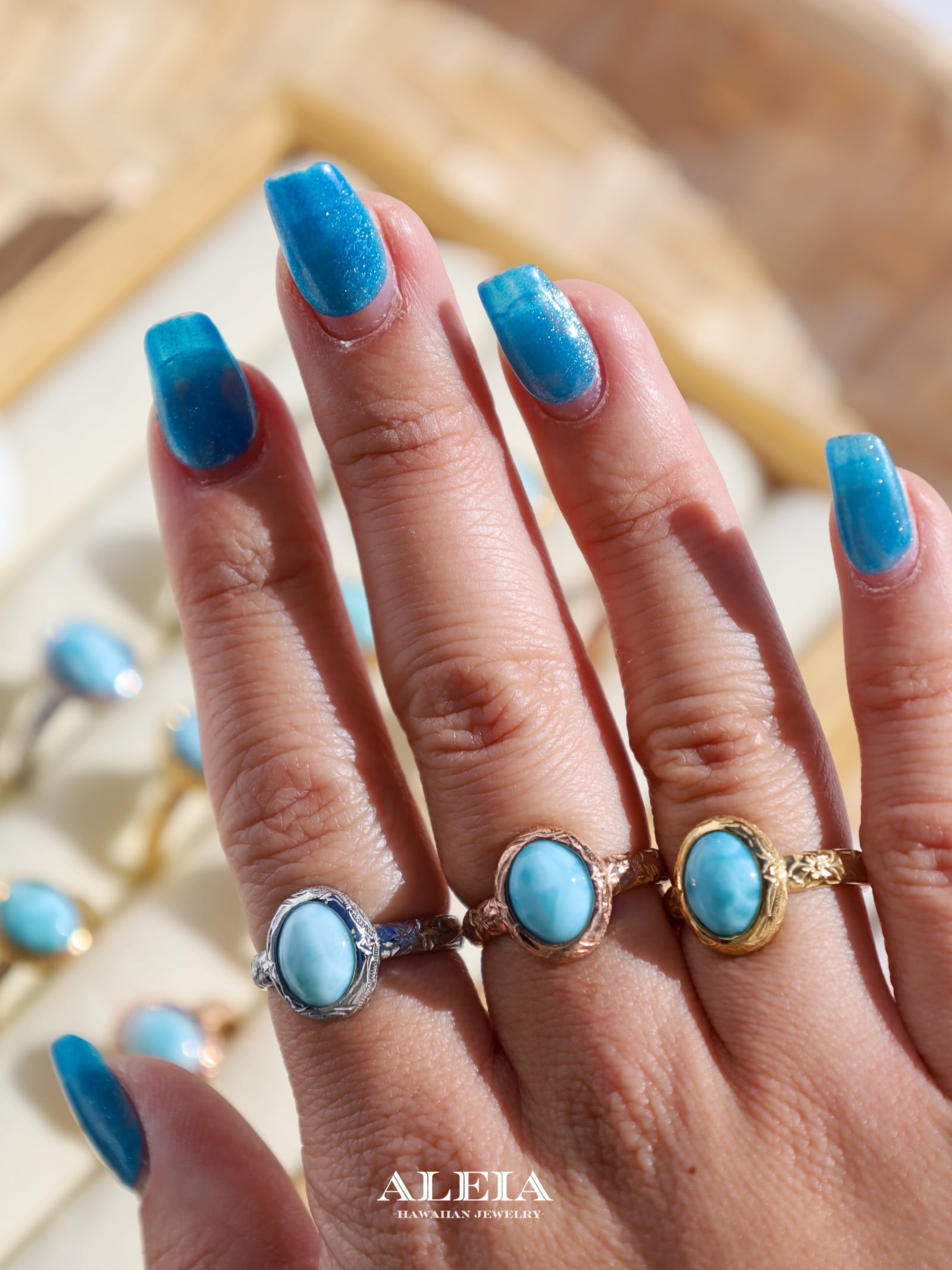 Hawaiian Larimar Ring[316L]ハワイアンジュエリー | ALEIA【Hawaiian