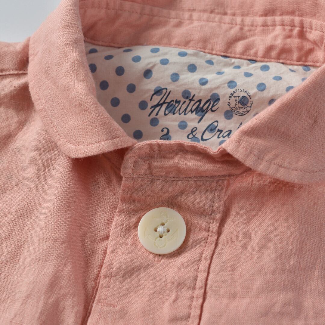 快晴堂 カイセイドウ マリネ半袖プルオーバーシャツ・ピンク 快晴堂デザインが満載のリネンシャツ