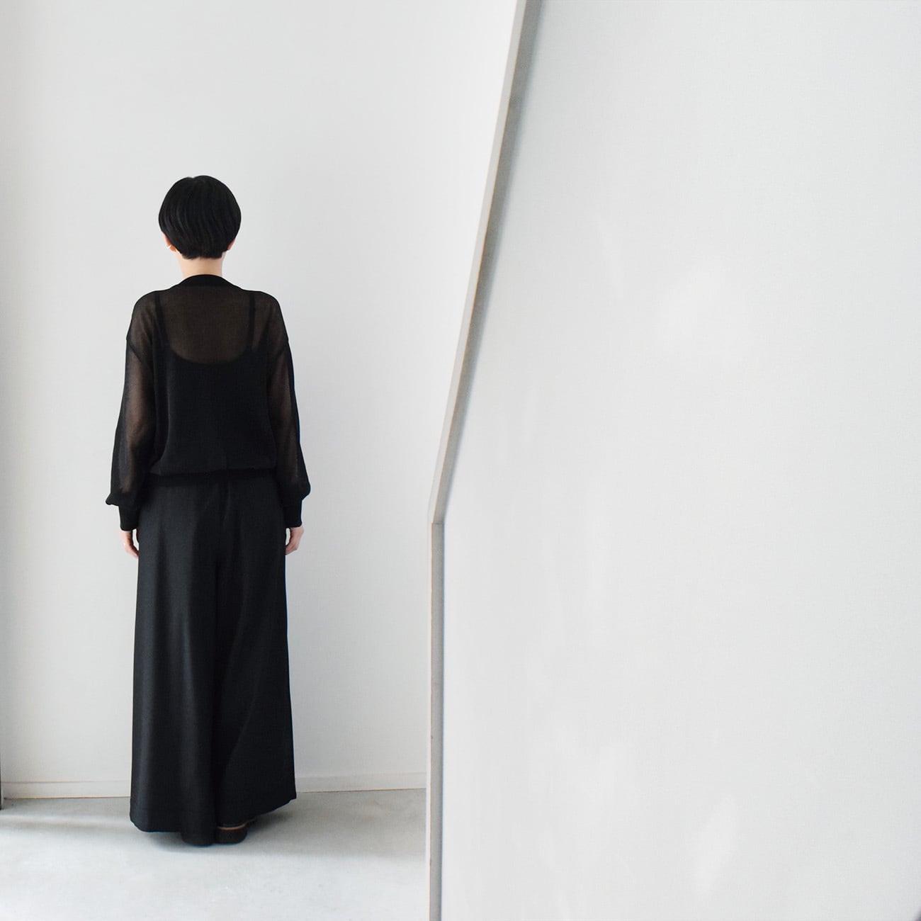丸首シアーカーディガン：黒［CA59LSBK］ | skep-online shop