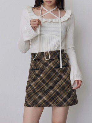 Frill Lace Knit Top / WHITE