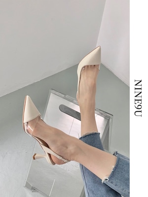 clear pointed-toe chic sandal 2color【NINE-S7398】