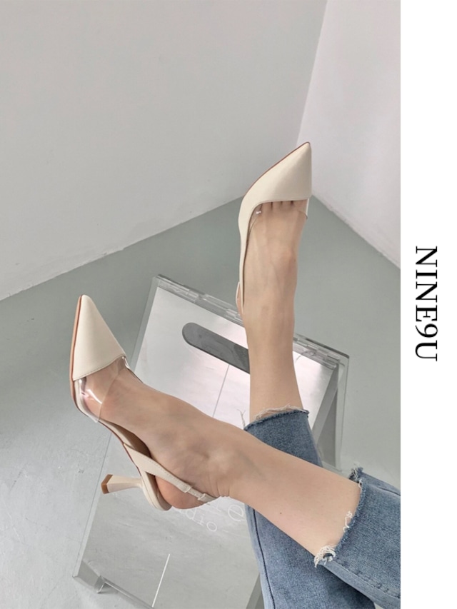 clear pointed-toe chic sandal 2color【NINE-S7398】