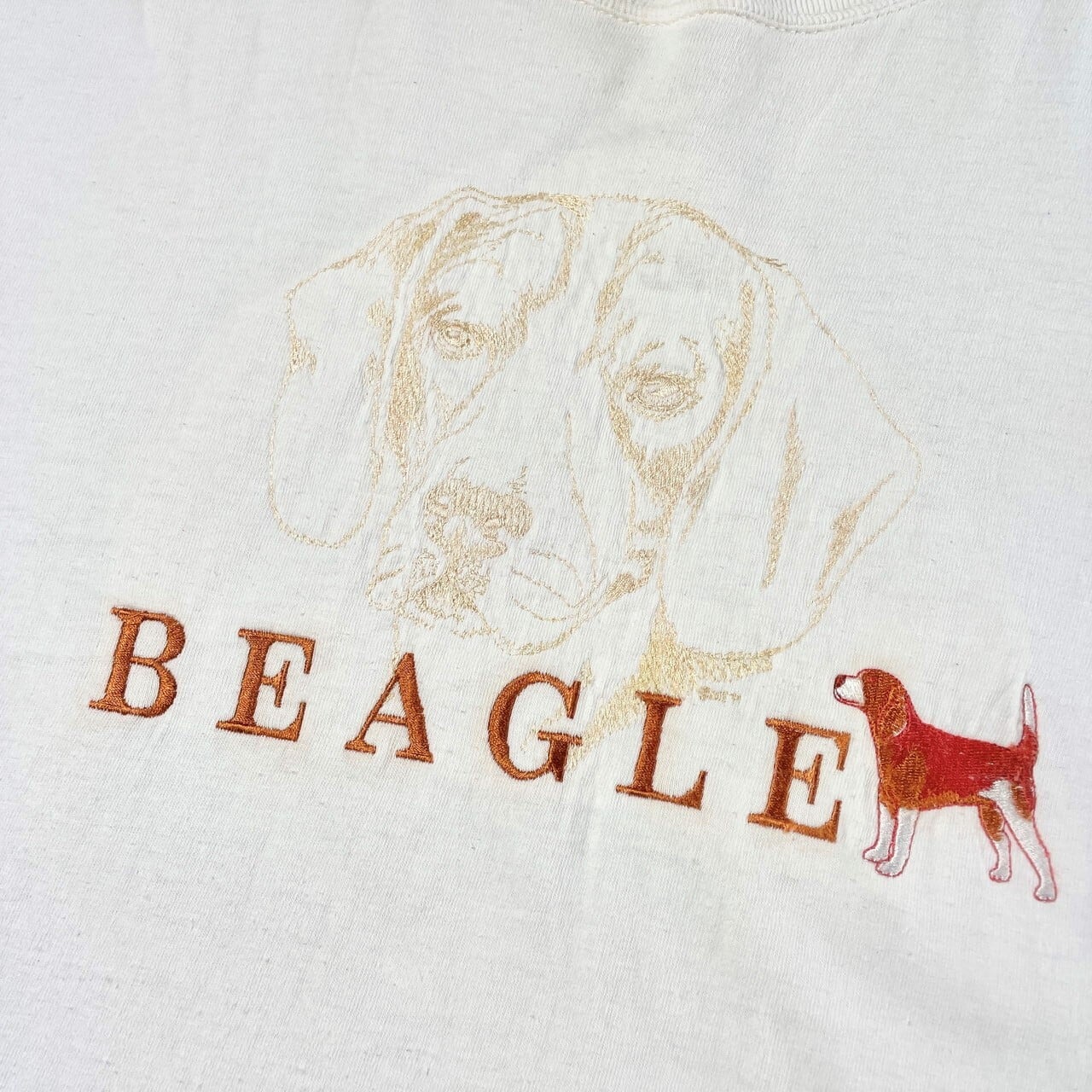 Burberrys 犬刺繍シャツ 90s アニマル アイボリー M バーバリー 90年代〜 BEAGLE ビーグル アニマル 刺繍 Tシャツ メンズ2XL相当 古着