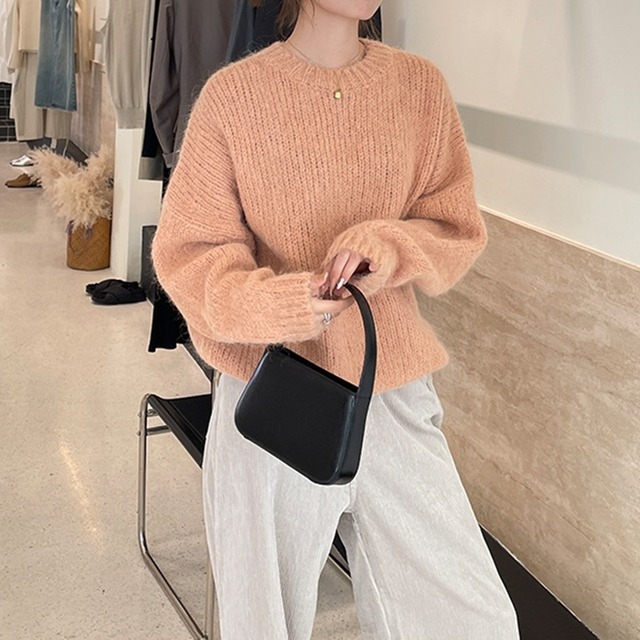 round neck loose sweater〈3colors〉