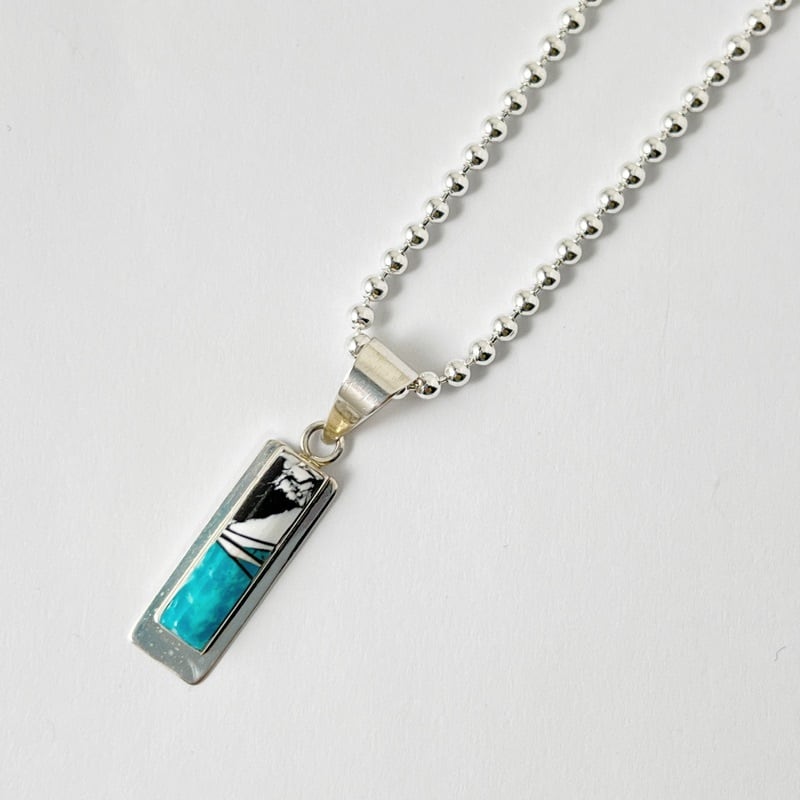 Indian Jewelry 》 ターコイズ インレイペンダント 一点物 ネックレス