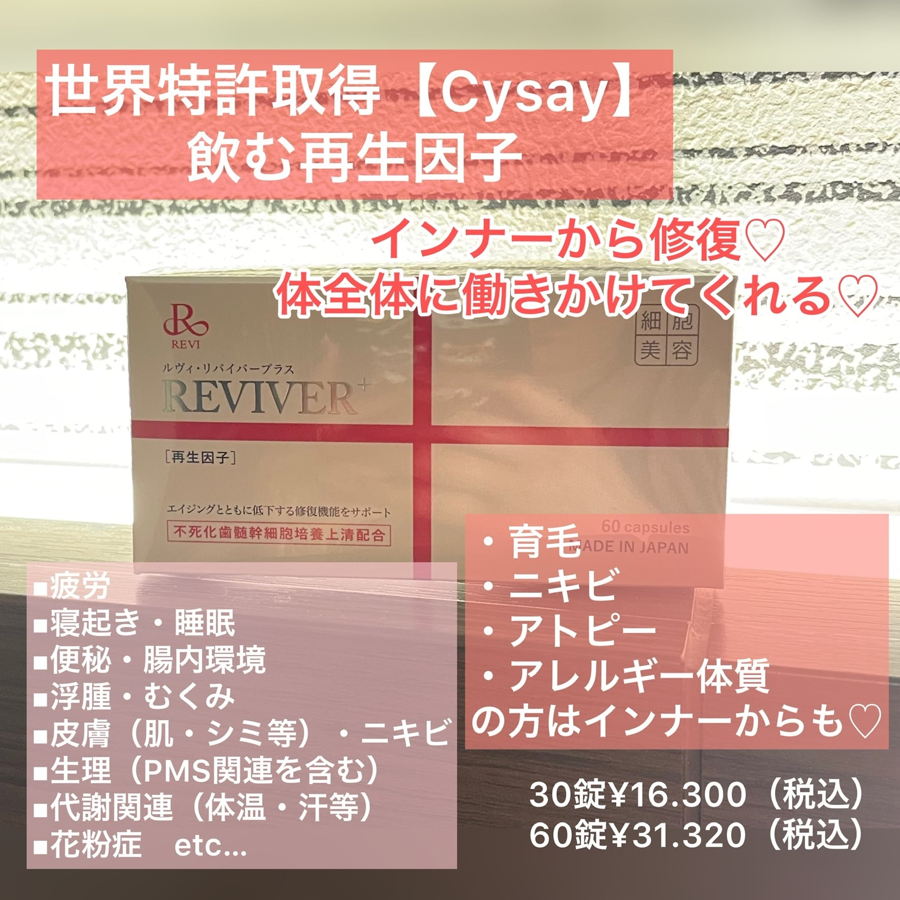 REVIリバイバープラス【60錠】飲む再生因子 | ラフスパ SignatureSpa 