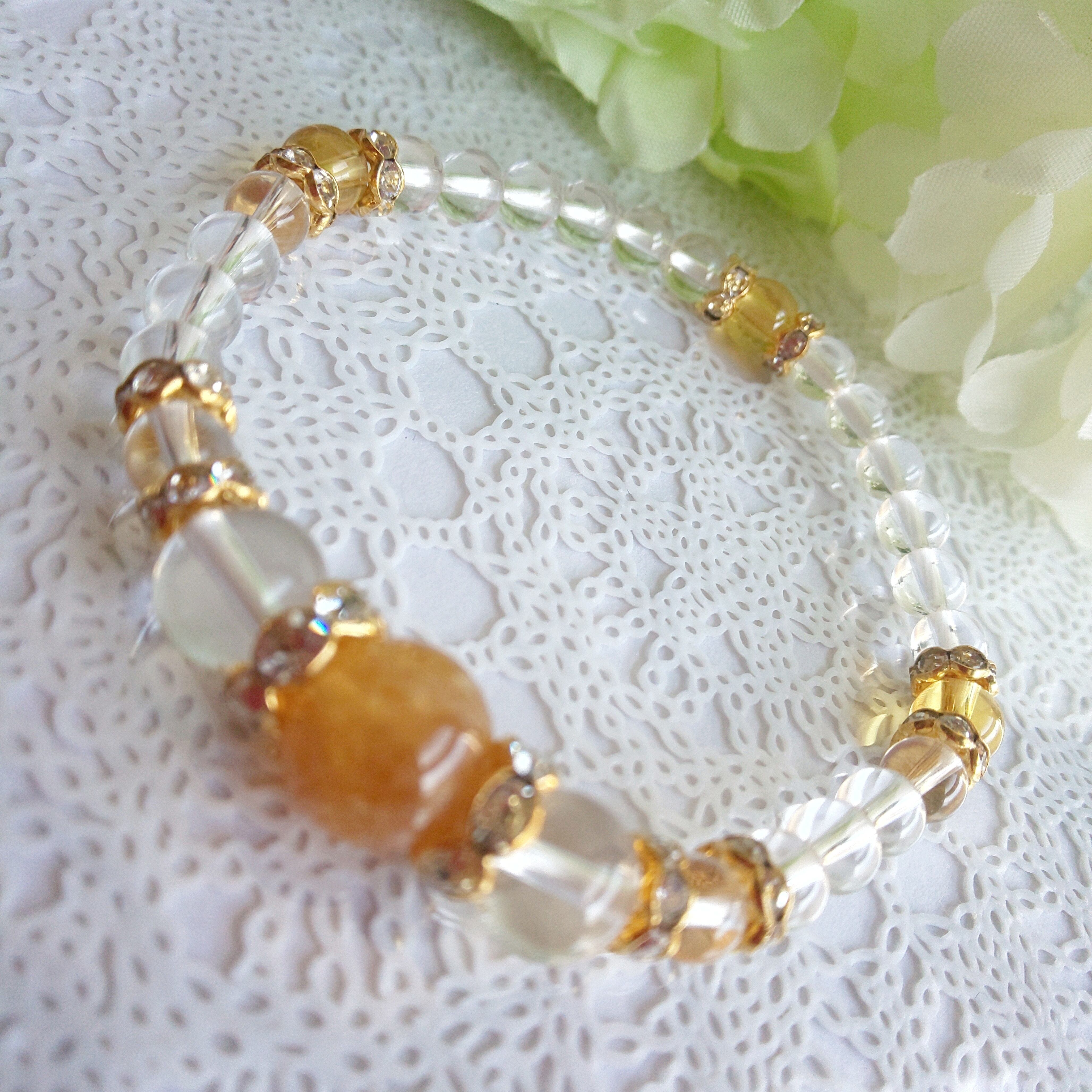 【シトリン】【高品質水晶】天然石パワーストーンブレスレット