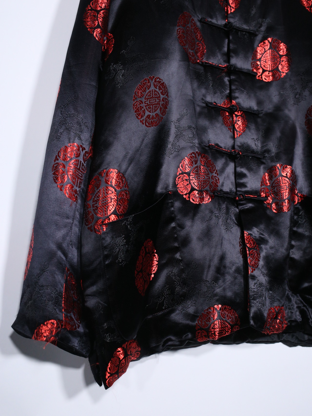 XXXL over silhouette 紋様 satin china shirt jacket - 12