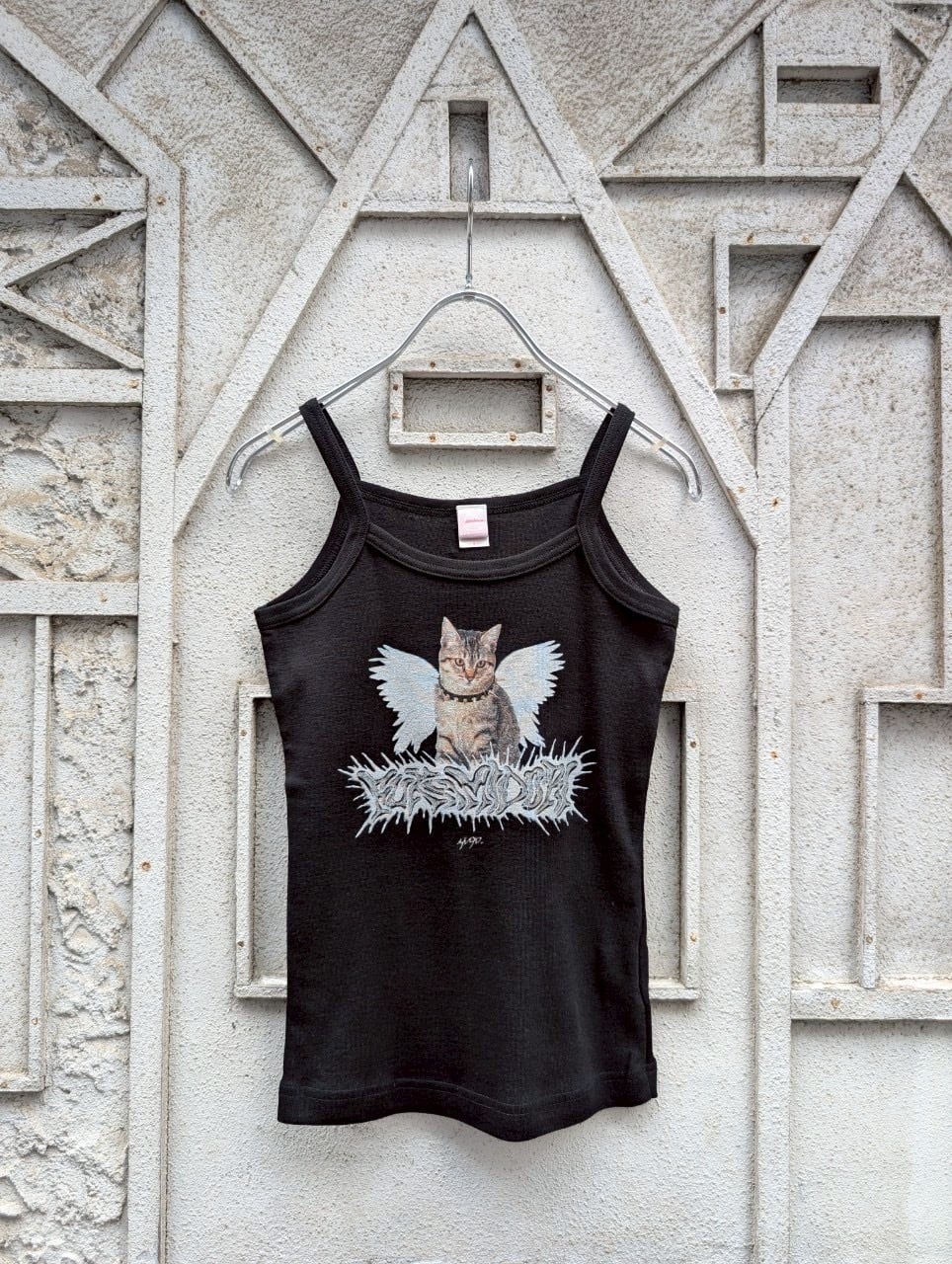 "YUGO.×深緑" fairy cat print camisole / BLACK