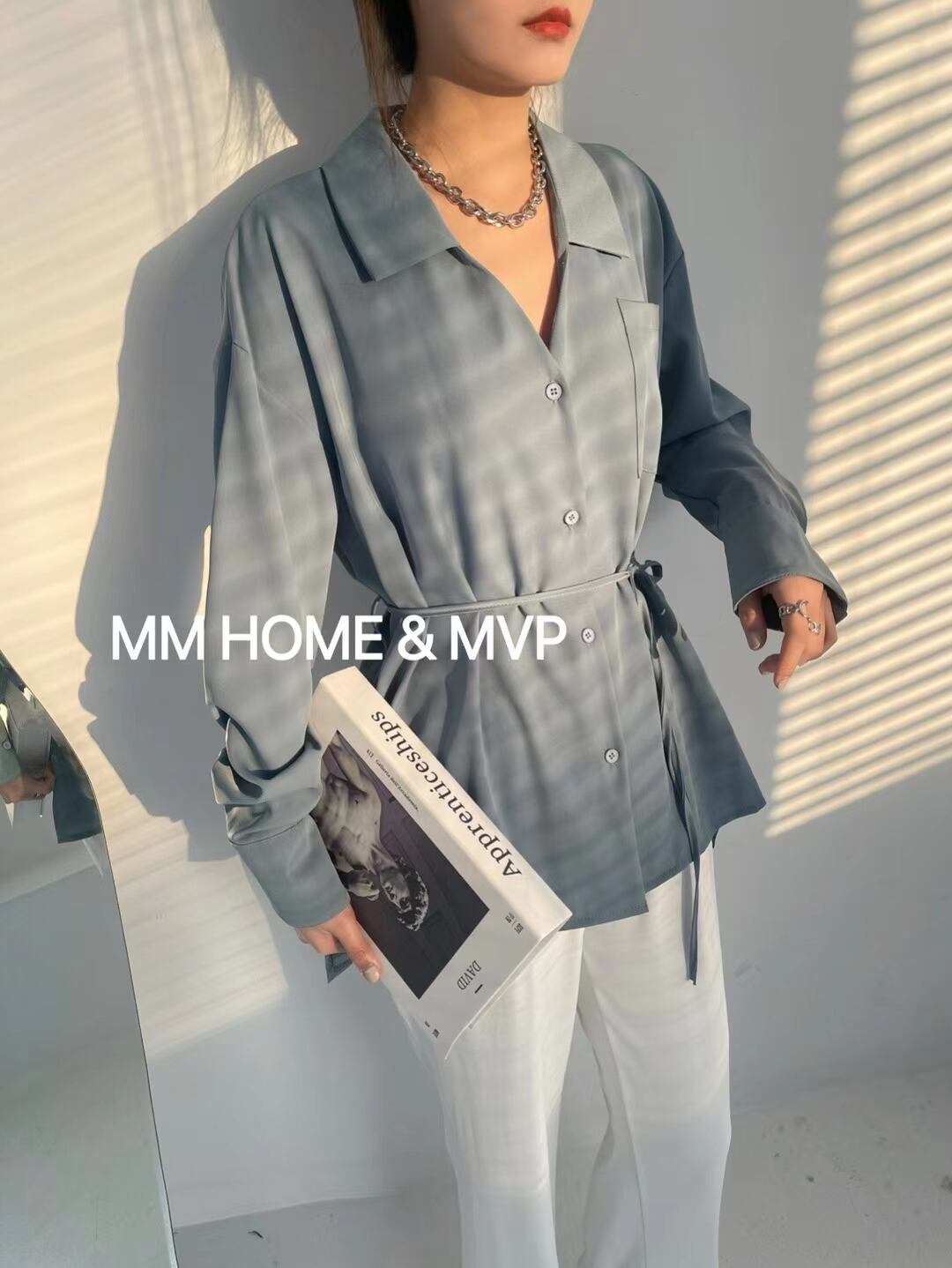 ウエストリボンつき とろみブラウス AJ42441-308