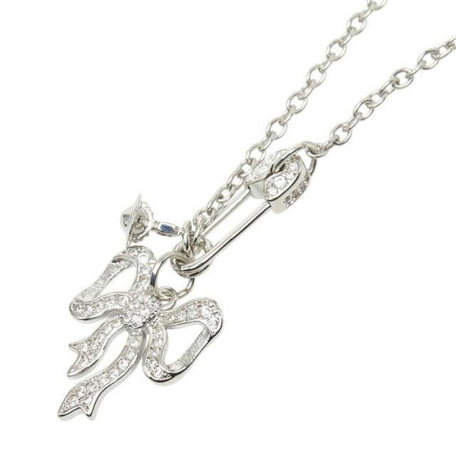 ヴィヴィアンウエストウッド リボン 安全ピン ネックレス シルバー メタル ラインストーン レディース Vivienne Westwood 【中古】