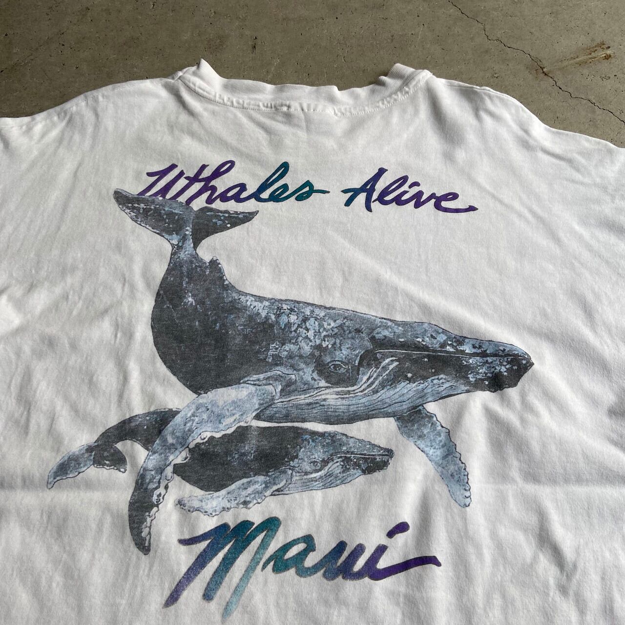 USA製 90年代 WHALES ALIVE アニマル くじら スーベニア 胸ロゴ バック 