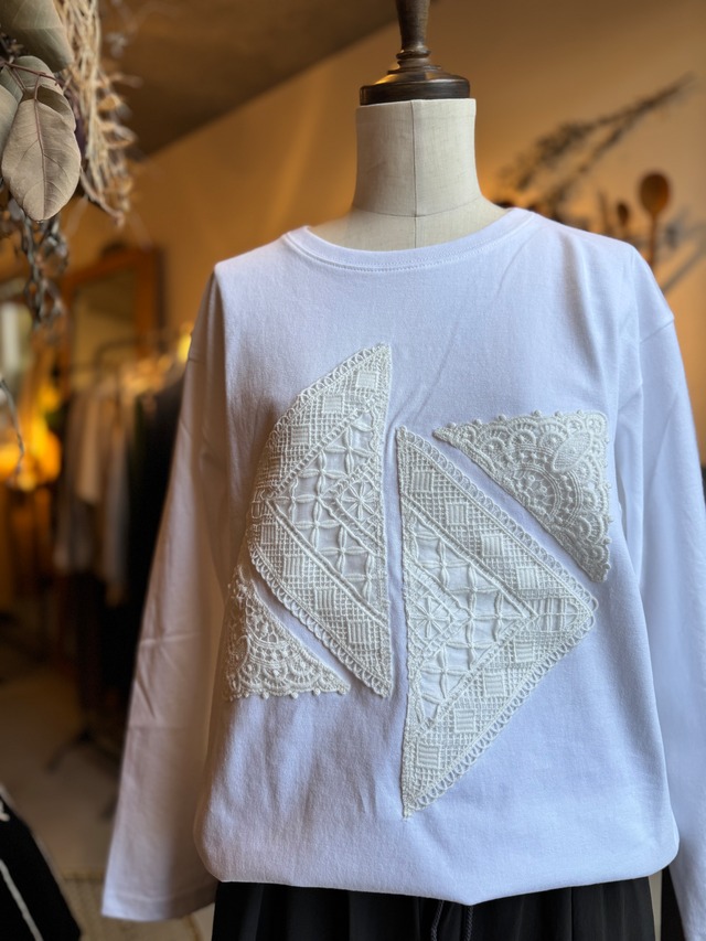 doux bleu クロシェレースパッチワークプルオーバー