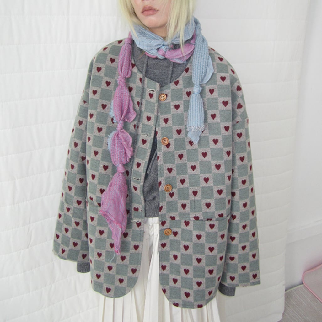 ハートチェッカー・レトロニットジャケット_LN03715