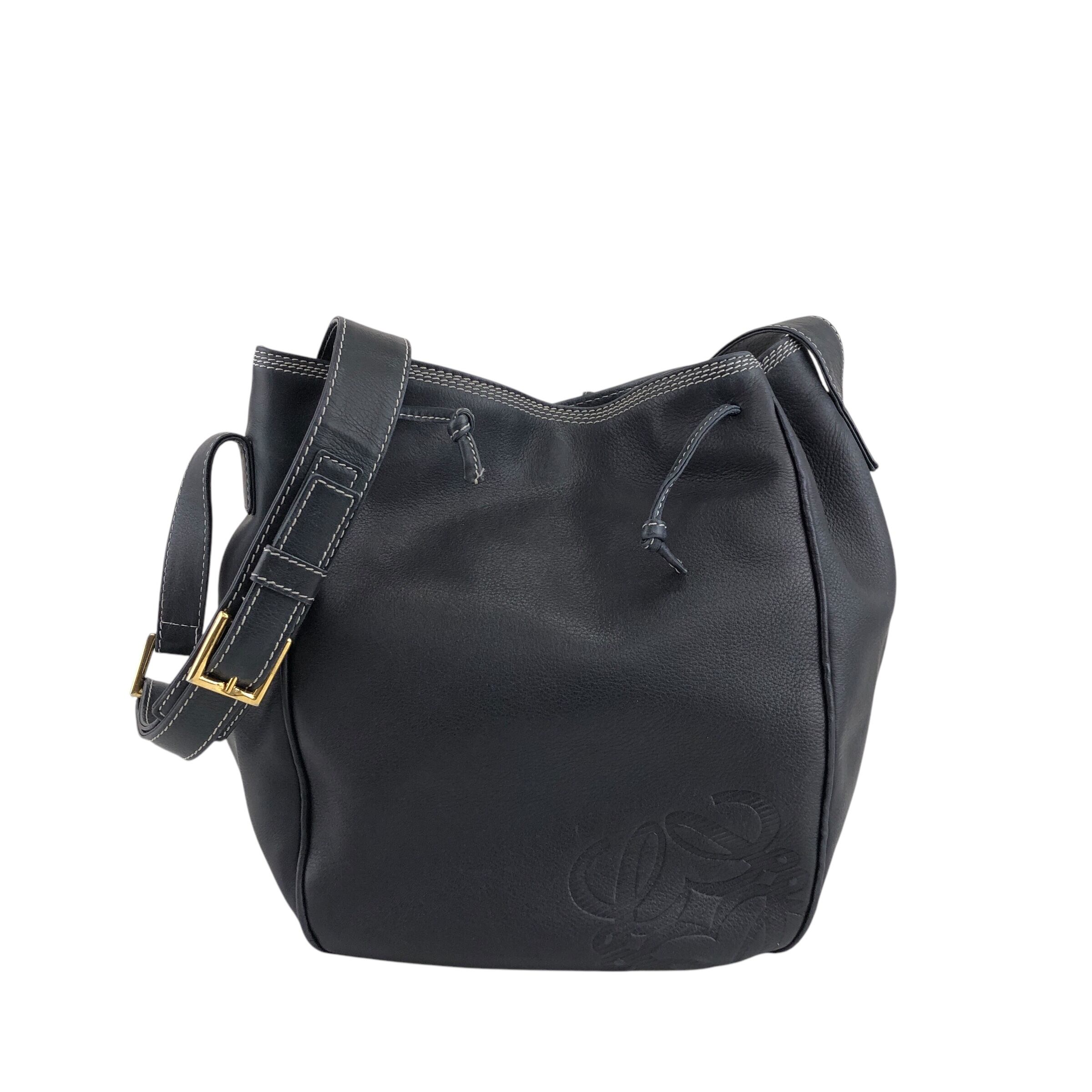 LOEWE ロエベ ショルダーバッグ ネイビー アナグラム ナッパレザー