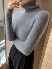ハイネックスリムウールニット