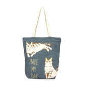 Mintinn A4縦型トートバッグ 21194 チャチャ ネコ ネイビー