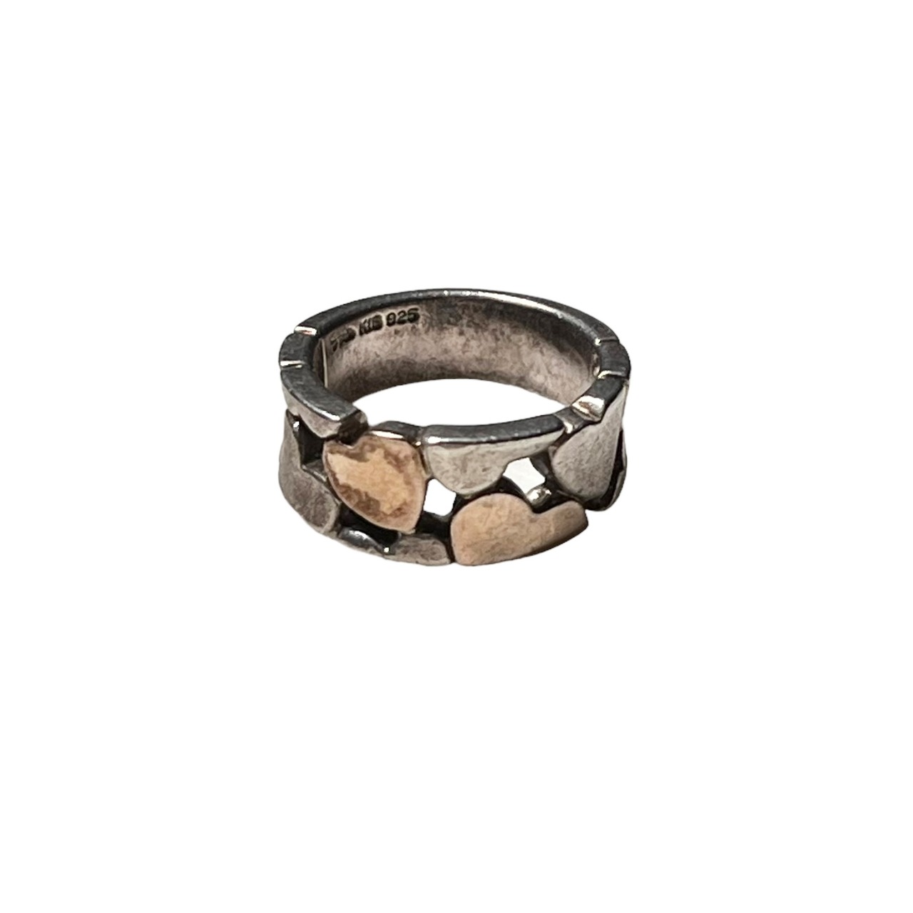vintage silver × k18 heart ring
