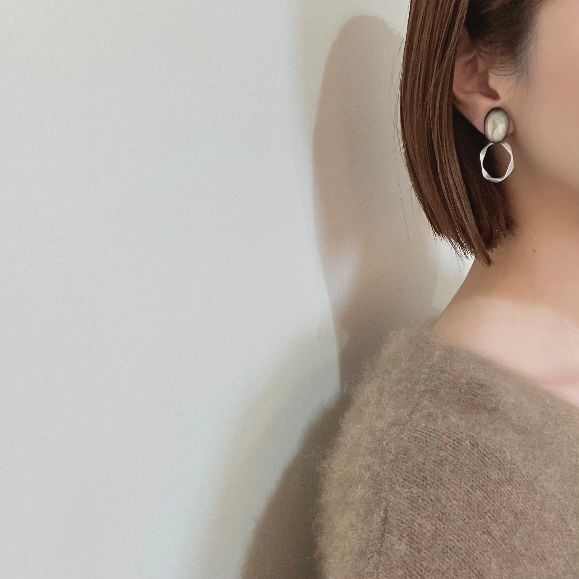 オーロラ×マットシルバーフープピアス ・イヤリング | Handmade