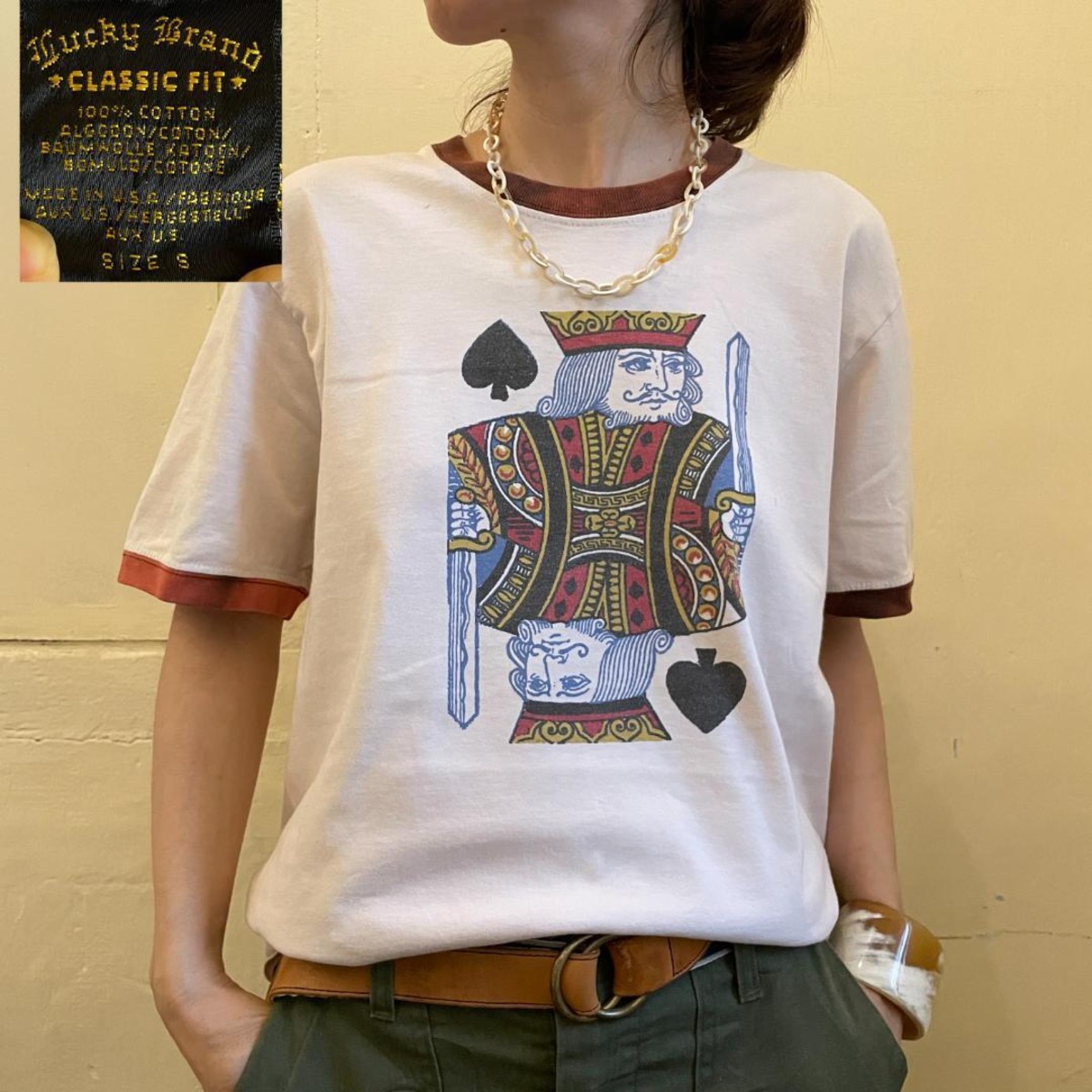 希少 USA製 90s ヴィンテージ LUCKY BRAND リンガー Tシャツ 【公式通販】