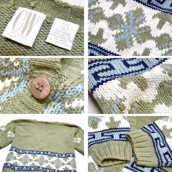 SALE☆おしゃれ柄物ニットカーディガンUSA古着メンスレディース