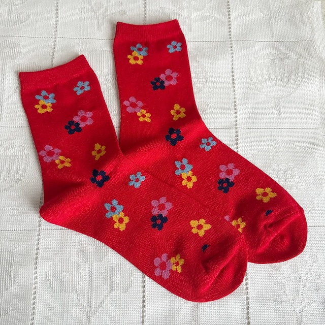 【Vintage】 レトロフラワー ソックスA