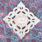 ブロックプリント生地【50cm単位】インド綿 花柄 水色×ピンク #10610-SB1