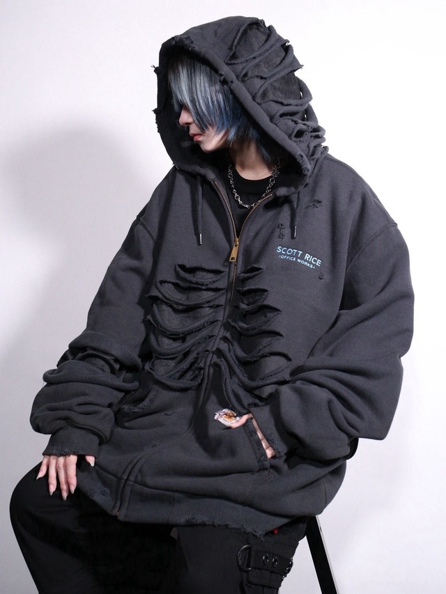 REMAKE / "carhartt" 肋骨 skull motif punk design zip-up foodie