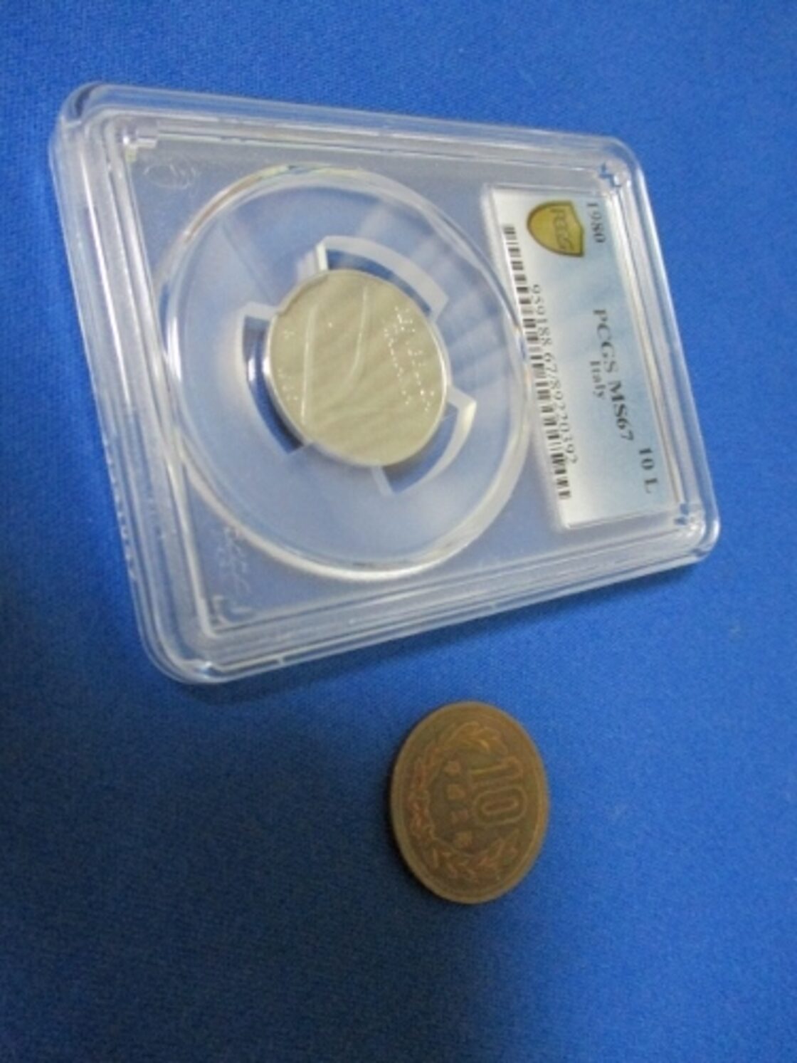 イタリア 10リラ硬貨☆1980年／未使用／アンティークコイン／PCGS MS67 