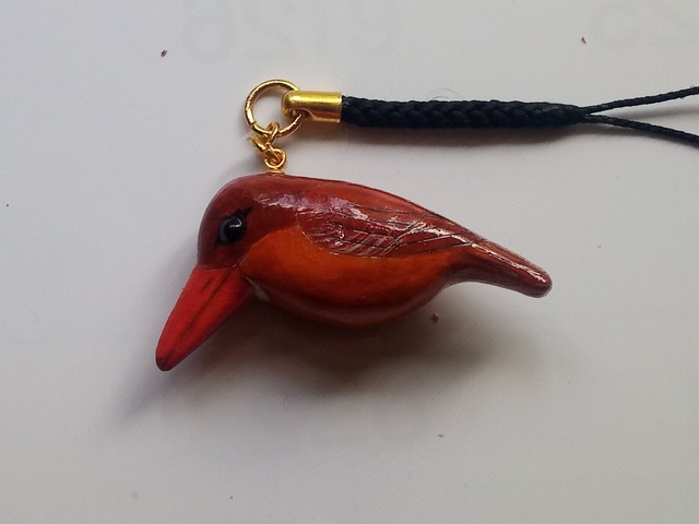 ストラップ アカショウビン（ミニ・ミニ）【木彫品】 | 木彫とやま 