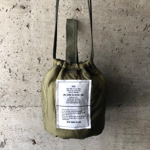 【HB1152】紐60cm ミリタリー ライナーリメイクペイシェントバッグ　巾着