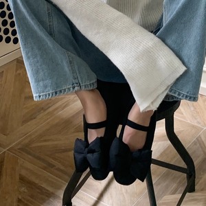 fluffy bow mary janes shoes(4color）<s1894>