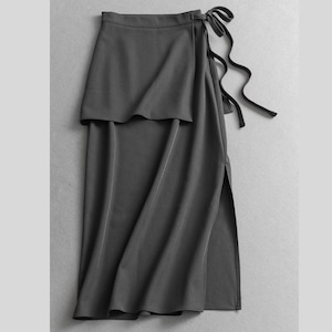 Ribbon Belted Slit Long Skirt BO0326