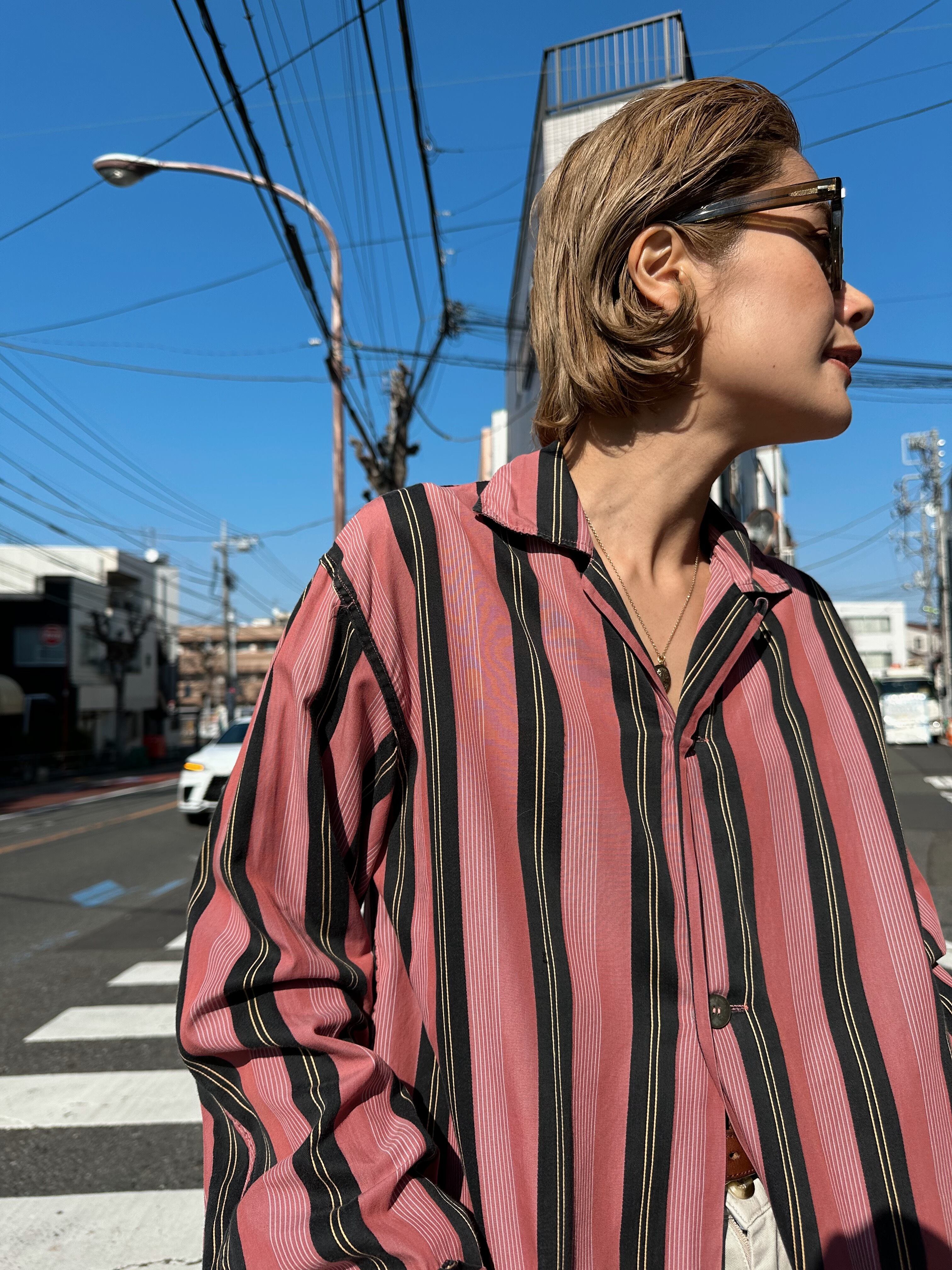 (SH1122)70‘s pajama Stripe shirt