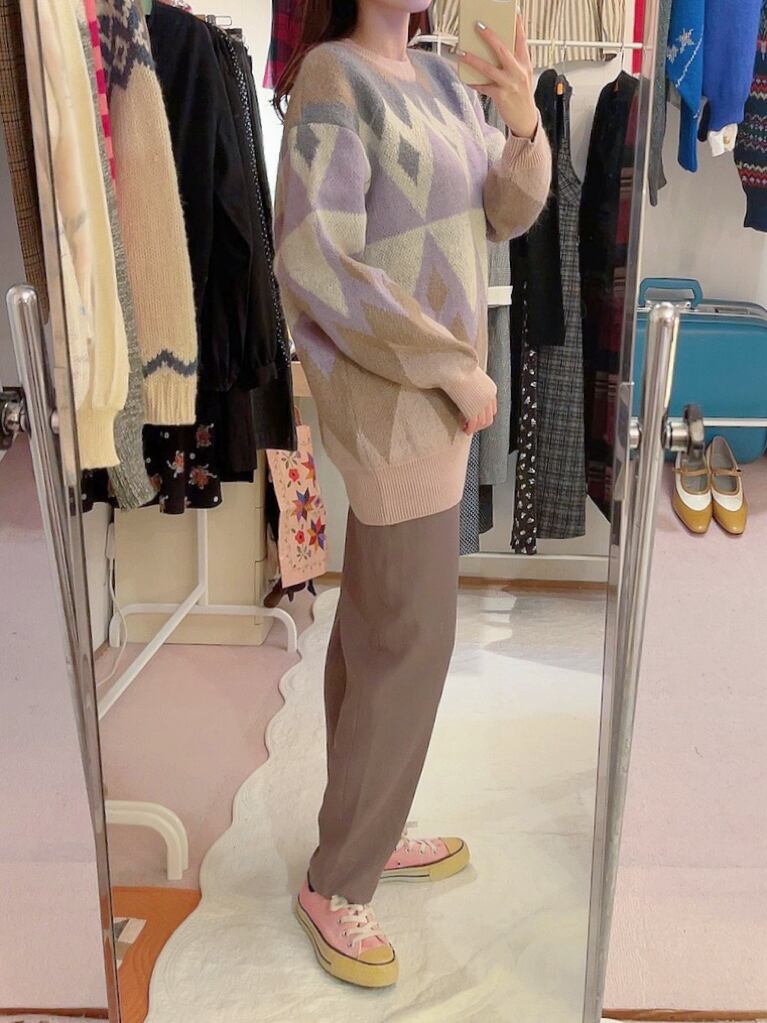 pastel argyle big knit sweater