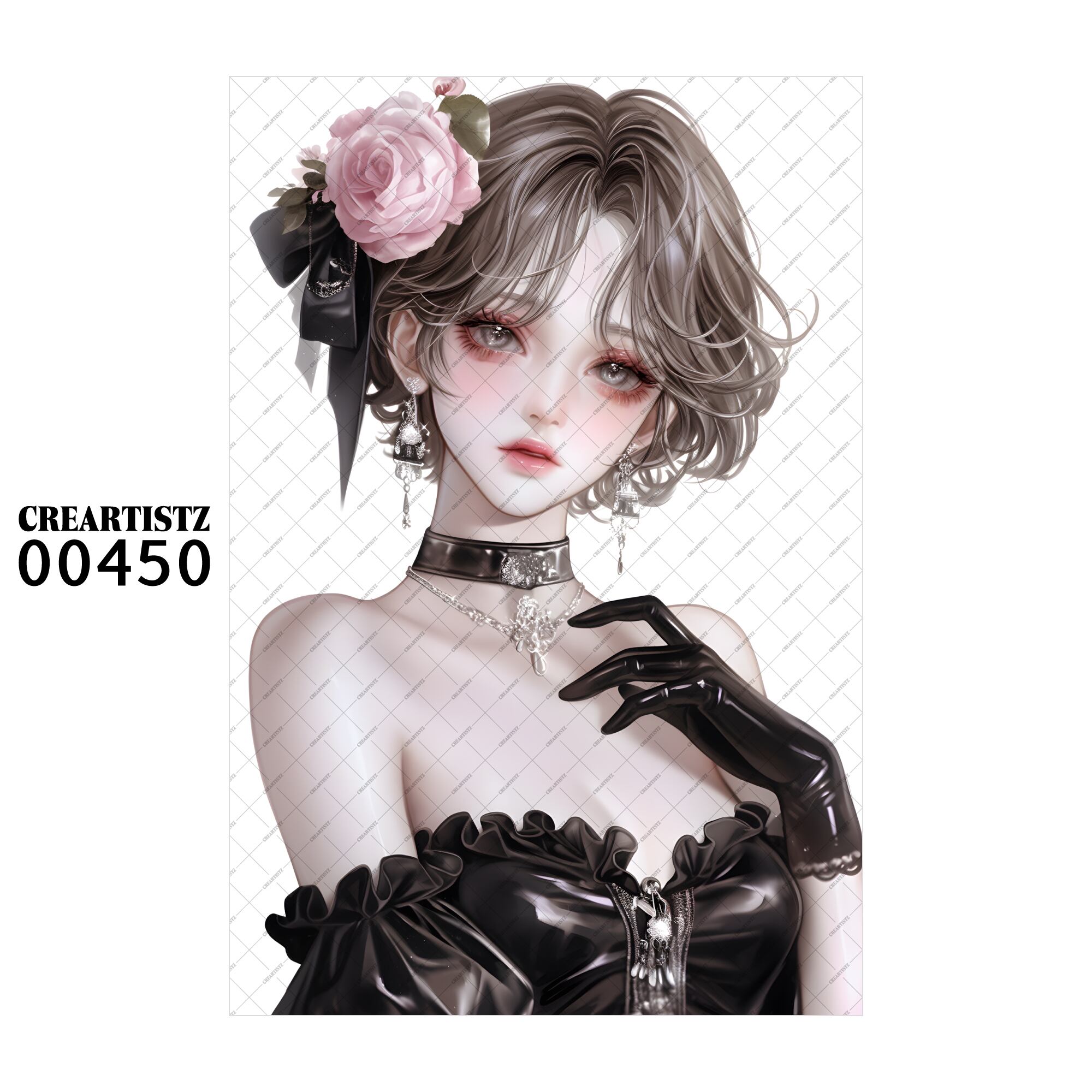 00450 ガール キュート オリジナル ペーパー/ステッカー 4枚セット CREARTISTZ