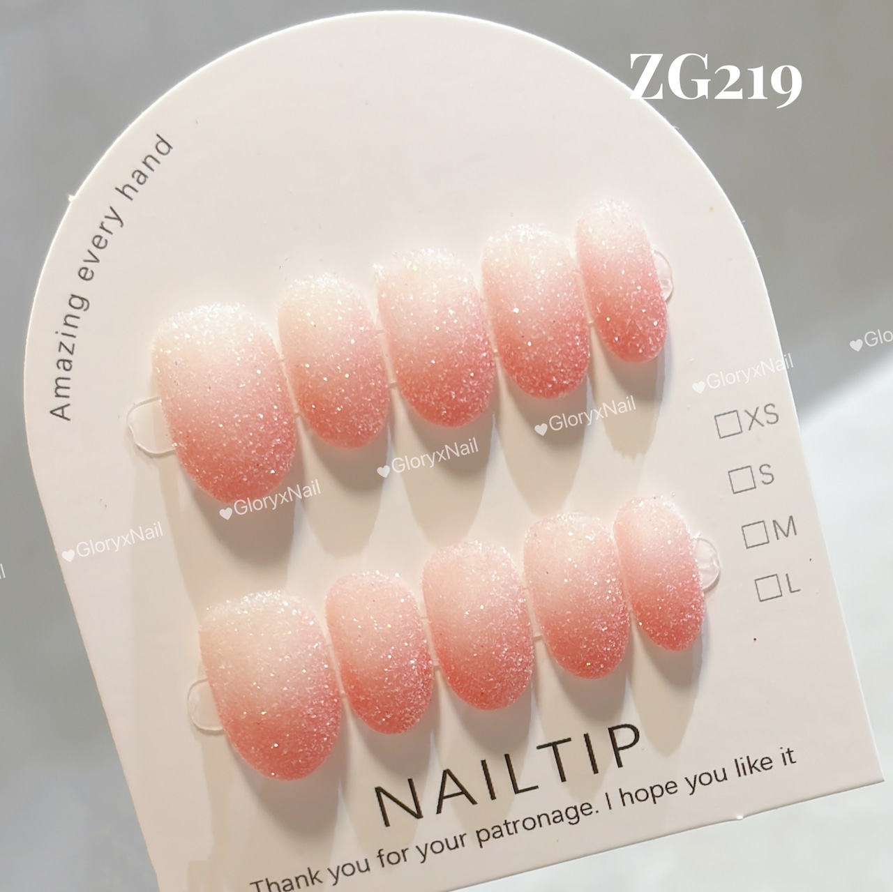 ZG219 ネイルチップ サイズXS/S/M/L 写真はショートオーバル 形変更可能ベリーショート/ショート/ショートオーバル/ミディアムスクエア