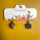 【MALAGUETA マラゲッタ】ファブリックパール フリンジ ショート ピアス