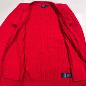 POLO RALPH LAUREN ポロ ラルフローレン ケーブル編み コットン ニット カーディガン S/レッド系 レディース