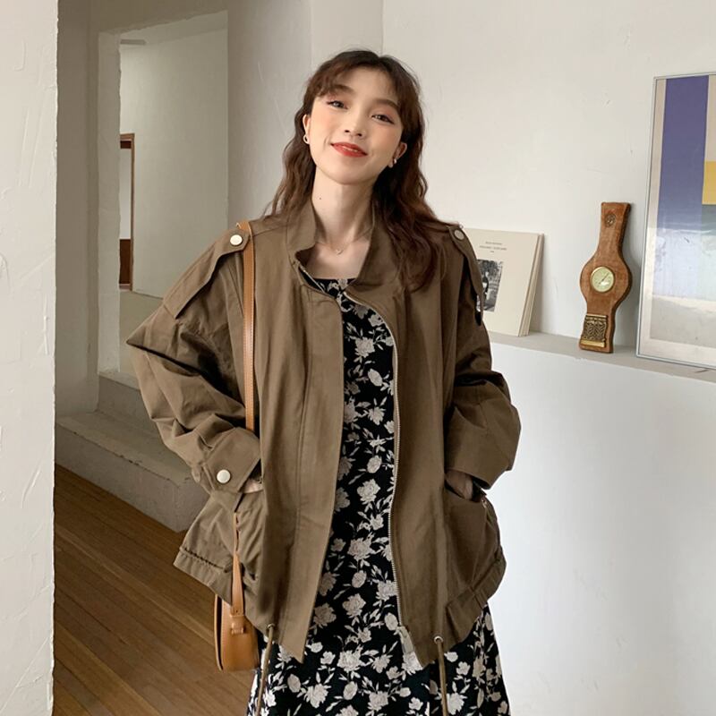 ジャケット コート スプリングオータムスタイルジッパーカーディガン 春物 秋物 スーパーモール832800588