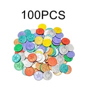 Sinyde 金貨玩具 プラスチック カラフルな 偽のお金 おもちゃの 海賊トレジャーハントゲームコイン ゲーム用 100枚入 （混色）