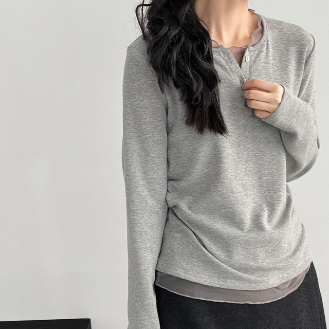 layered sheer cut-and-sew　J00377