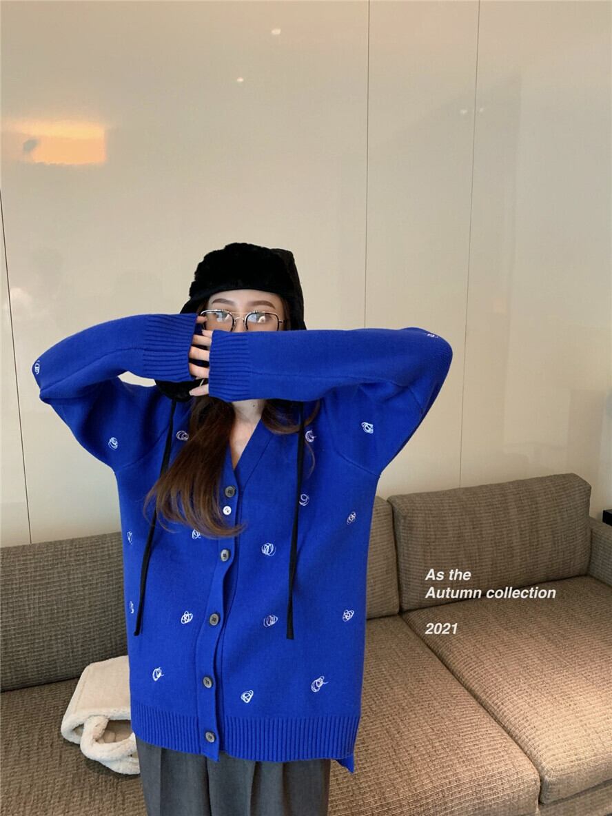 ニットセーター カーディガンジャケット スプリングブルールーズスタイル 春物 ブラックストロベリース59045220153