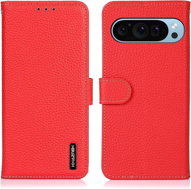 for Google Pixel 11/Google Pixel 11 Pro ケース 手帳型 本革 for グーグル ピクセル11 プロ カバー 本革 財布型 シュリンクカーフレザー 高級本皮 ライチ柄 良い触り心地 サイドマグネット式 2枚カード収納 横置きスタンド機能 耐衝撃 XJUN レッド