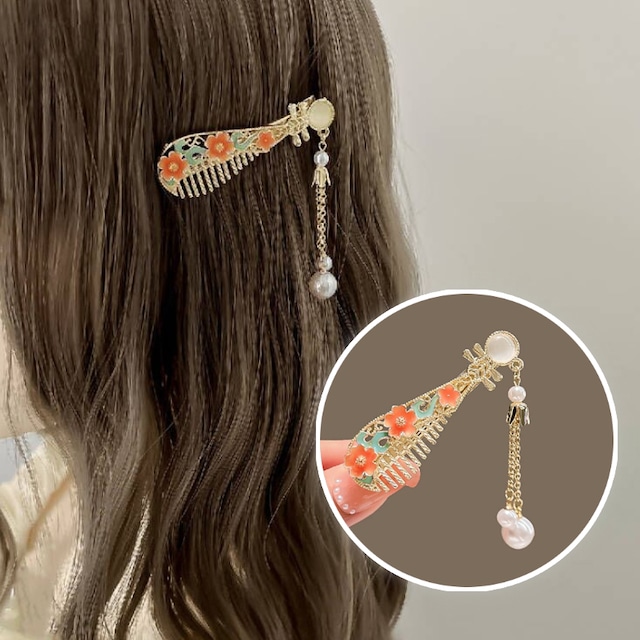 アクセサリー 髪飾り 花 琵琶 ビワ レトロ プチギフト ヘアクリップ