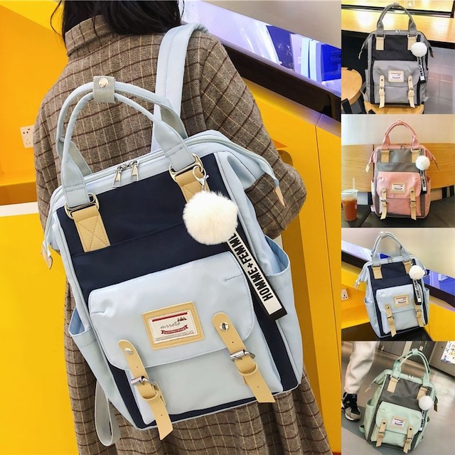 バックパック リュック リュックサック ポケット レトロ カジュアル / Splicing portable vintage backpack (DTC-602646102361)